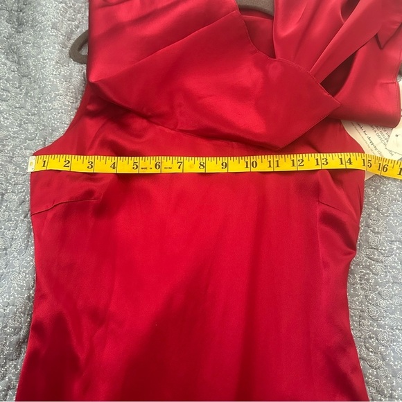 Badgley Mischka Dress Crimson Red Maxi Silk Formal High Low Prom Size 2 - Picture 13 of 16